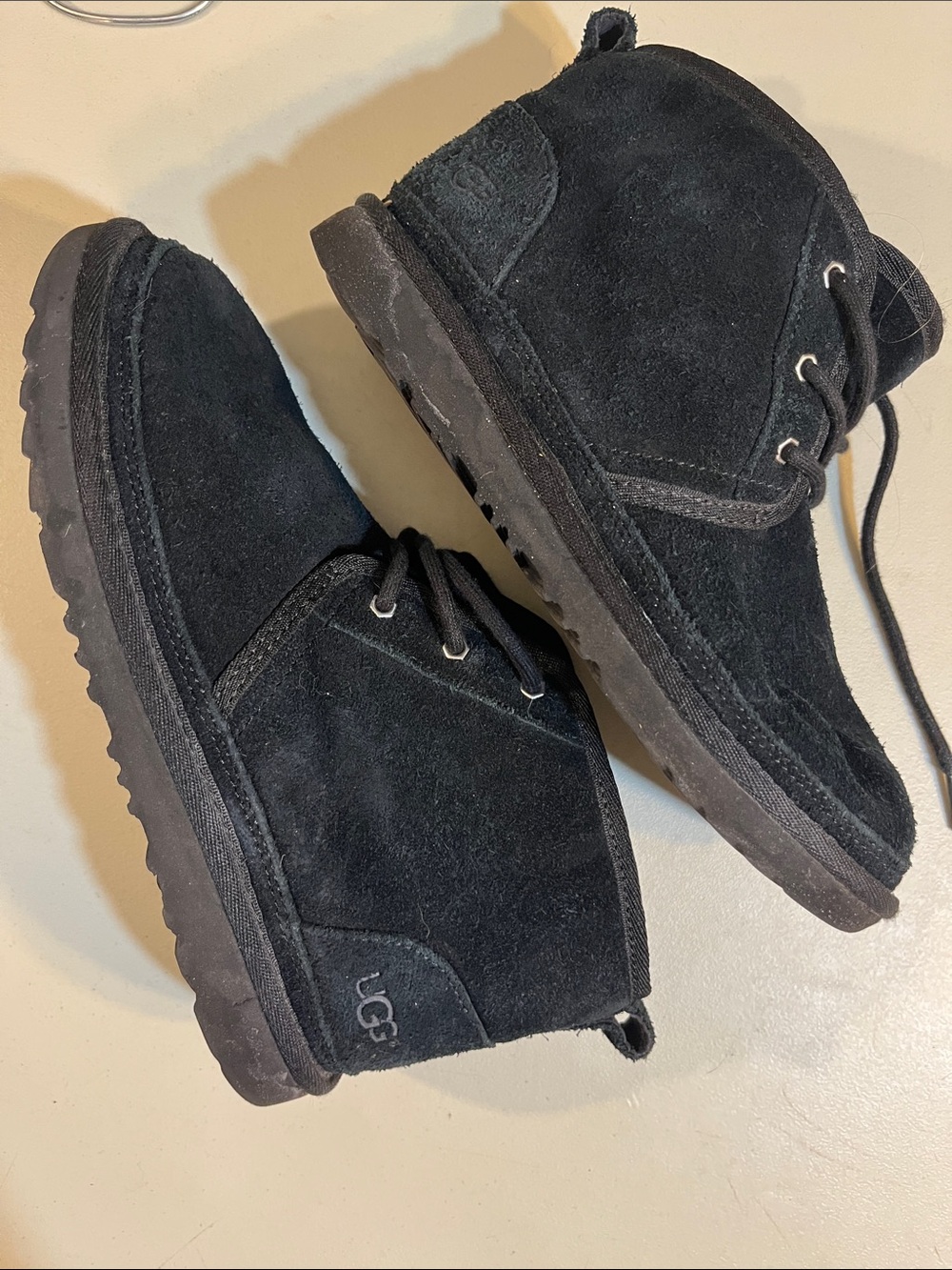 Women's Black Lace-Up Faux-Suede Winter Boots with Fleece Lining